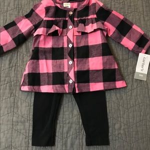 Plaid tunic and black leggings